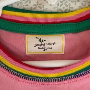 Jumping Meters Short-Sleeve Dress w/Rainbow Trim